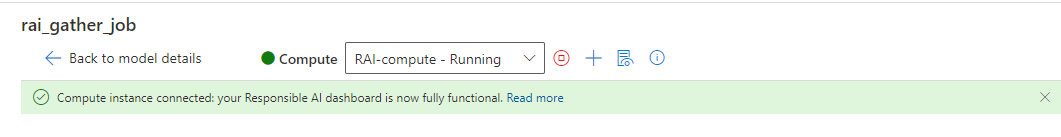 Captura de tela mostrando que o painel está conectado à instância de computação.