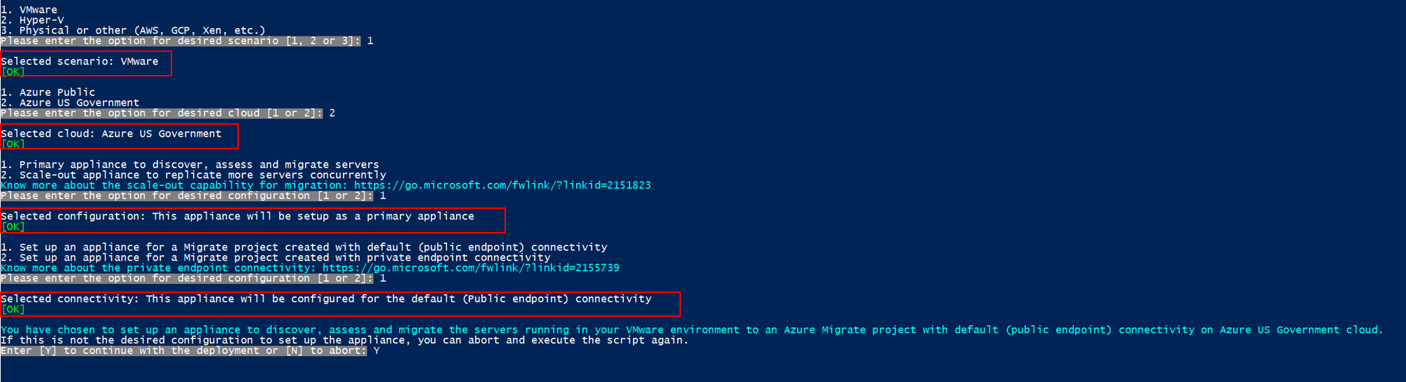 Captura de tela mostrando como configurar o dispositivo com a configuração desejada para VMware.