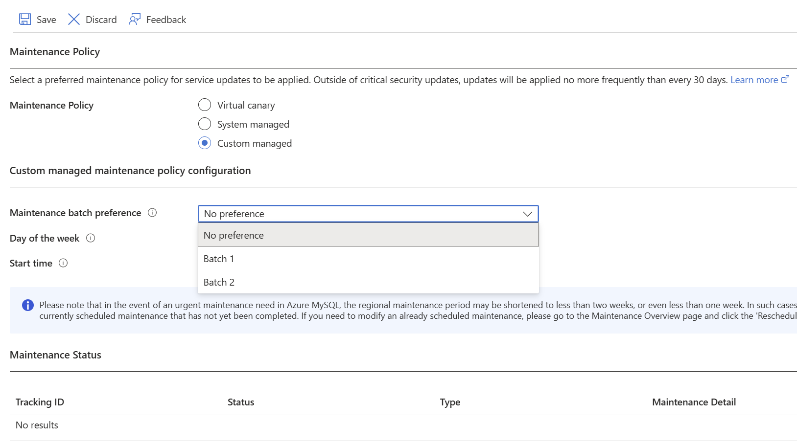 Captura de tela que mostra o lote de manutenção.
