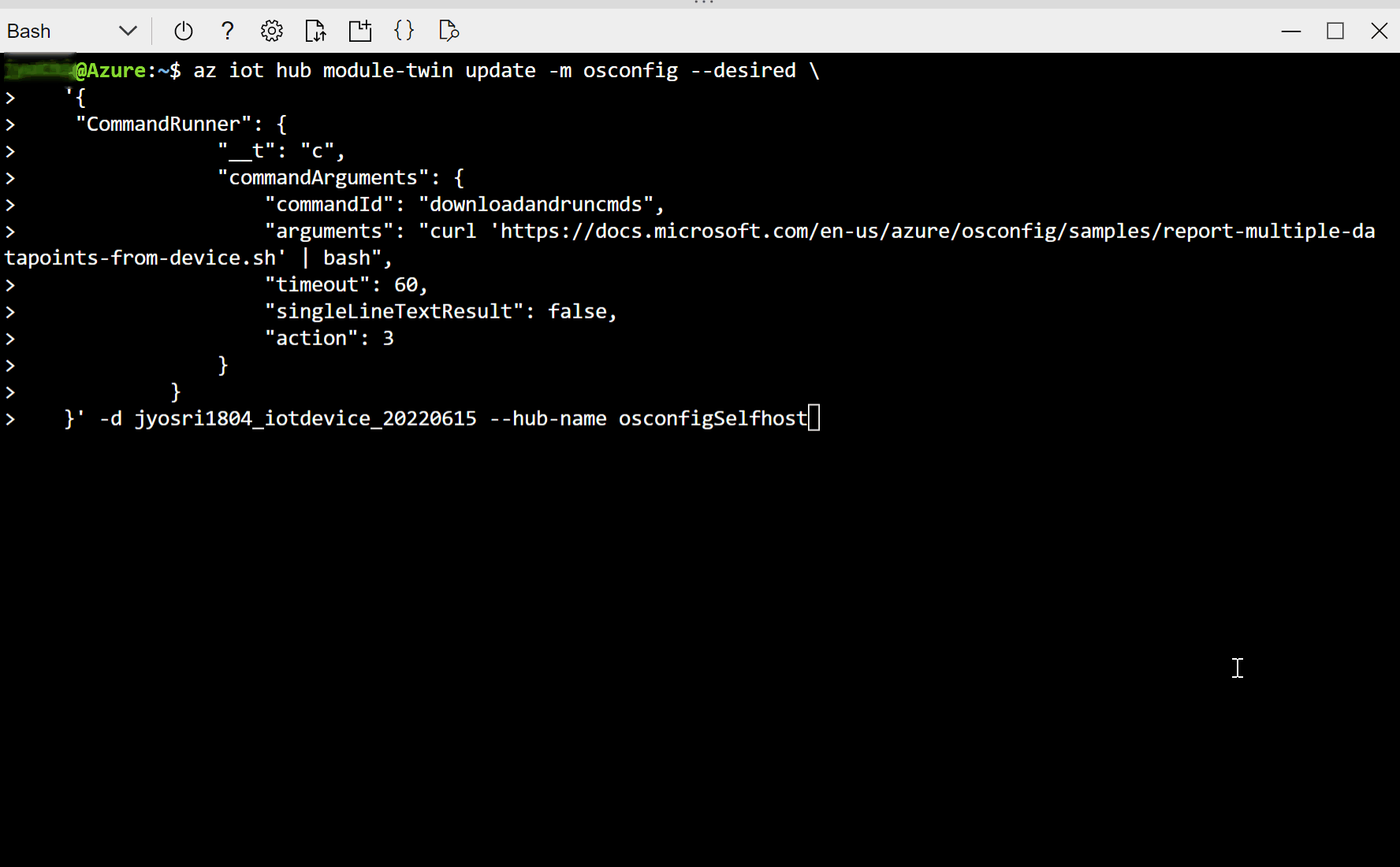 Captura de tela mostrando como baixar e executar um script personalizado em um único dispositivo usando bash