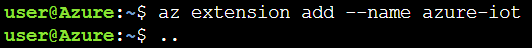 screenshot showing az extension add --name azure-iot