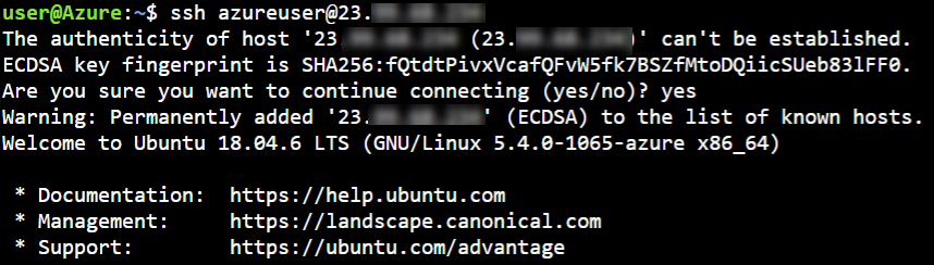 screenshot of ssh command