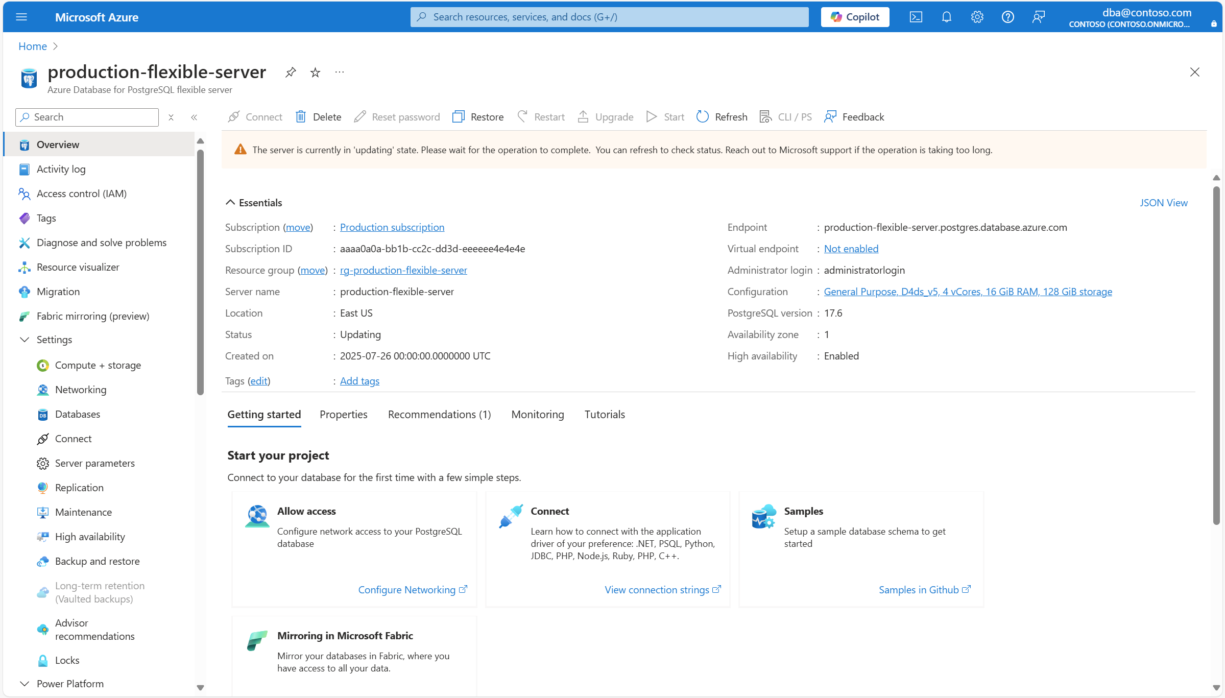 Captura de tela que mostra que o status do servidor está sendo atualizado.