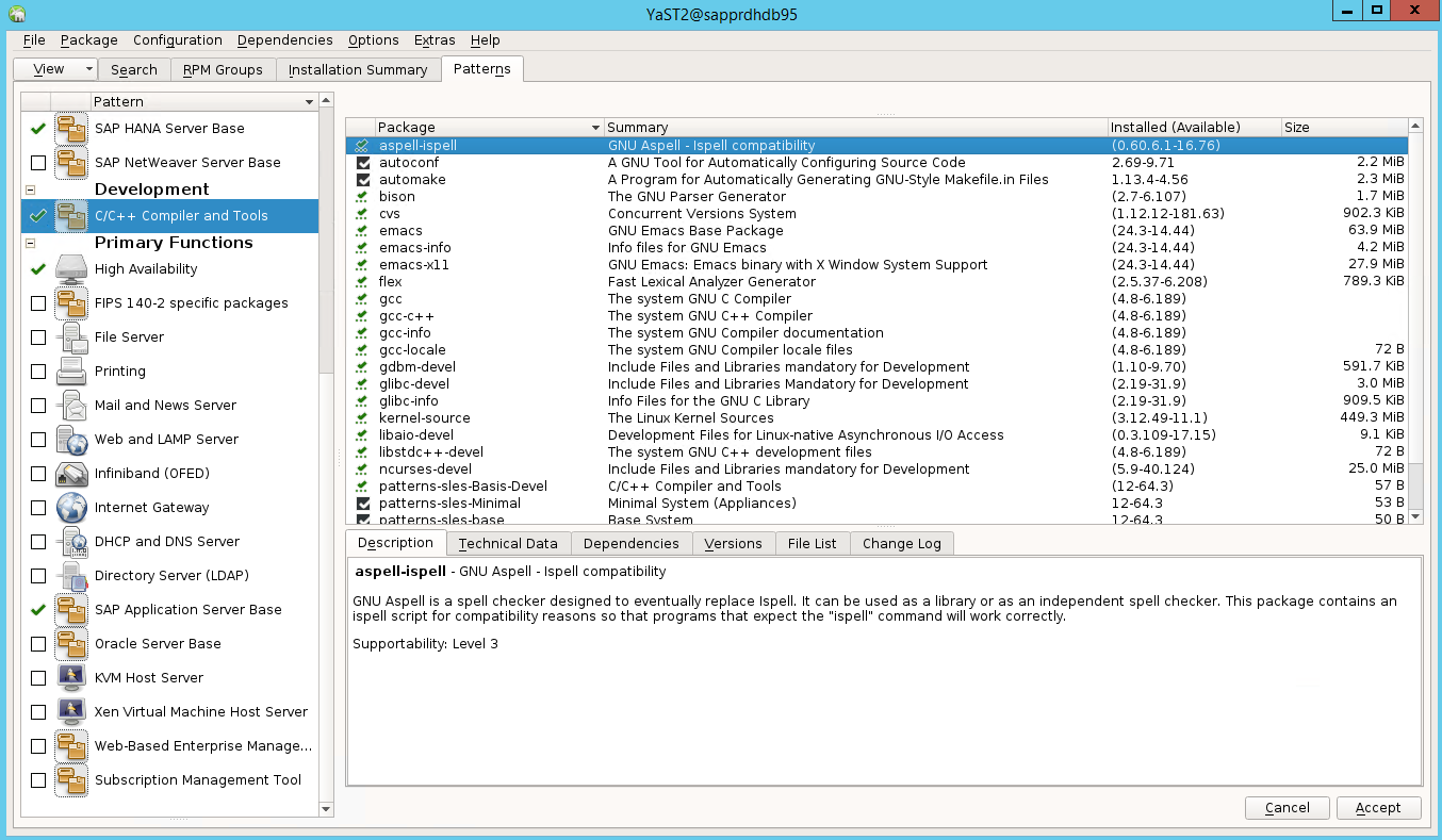 Captura de tela que mostra a seleção do primeiro padrão no item do compilador e das ferramentas.