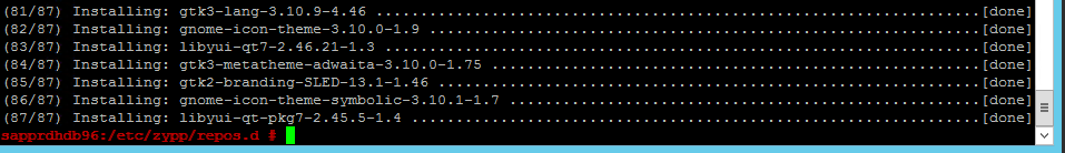 Captura de tela que mostra uma janela de console instalando a continuação do segundo pacote.