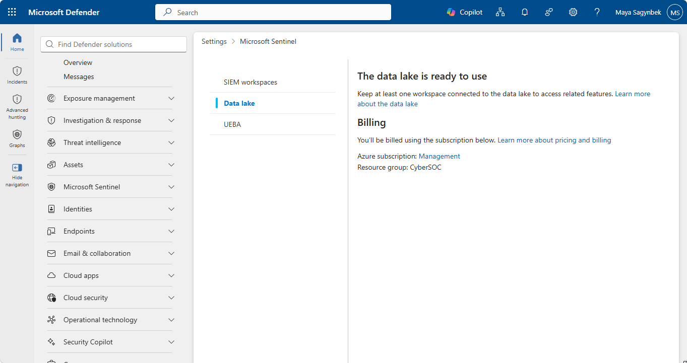 Uma captura de tela mostrando a página de conclusão da instalação do data lake.