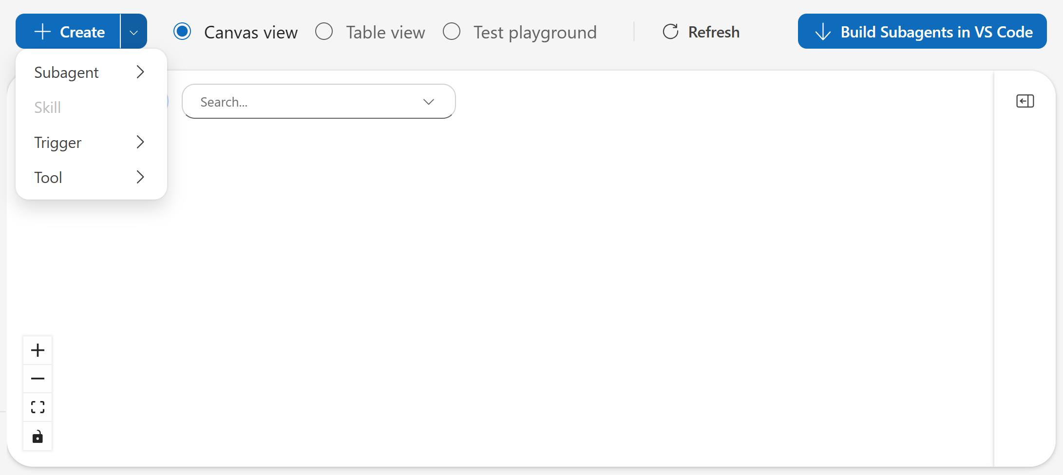 Captura de tela mostrando o menu suspenso Criar.
