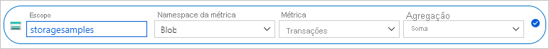 Screenshot showing how to configure metric to sum blob transactions