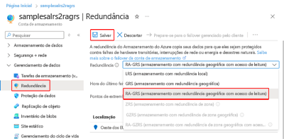 Screenshot showing how to change replication option in portal.