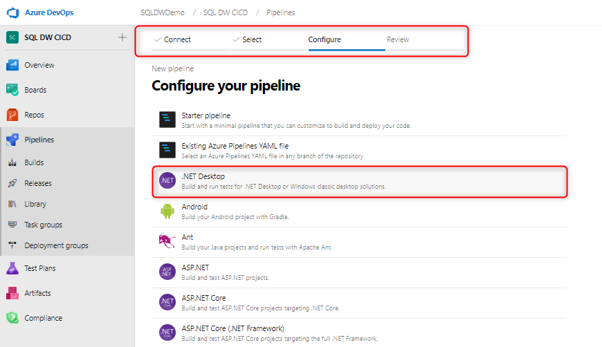 Configuração do pipeline