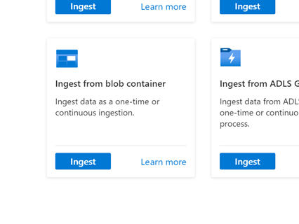 Captura de tela da ingestão do Azure Data Explorer do contêiner de blob
