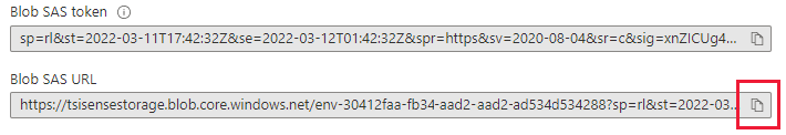 Captura de tela da ingestão do Azure Data Explorer para URL de blob SAS