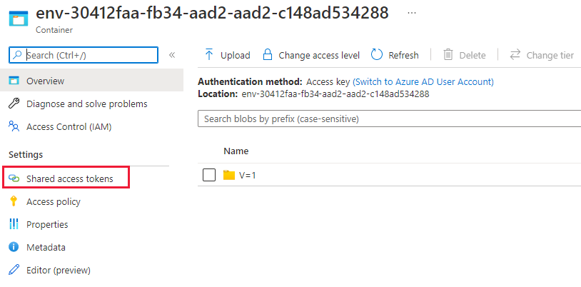Captura de tela da ingestão do Azure Data Explorer para token SAS