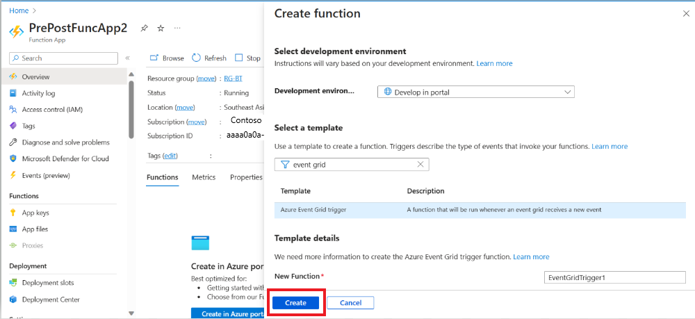 Captura de tela que mostra as opções a serem selecionadas durante a criação de uma função.