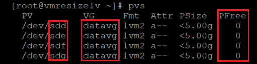 Captura de tela mostrando o código que verifica informações sobre o volume físico. Os resultados estão realçados.