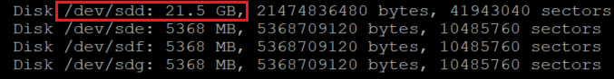 Captura de tela mostrando o código que verifica o tamanho do disco. Os resultados estão realçados.