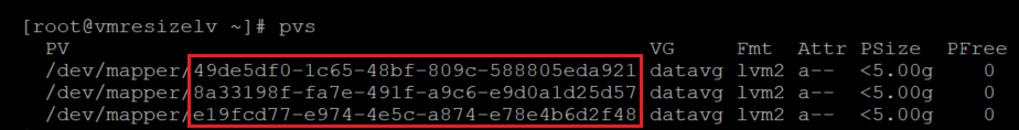 Captura de tela mostrando o código que verifica informações sobre o volume físico. O resultado está realçado.