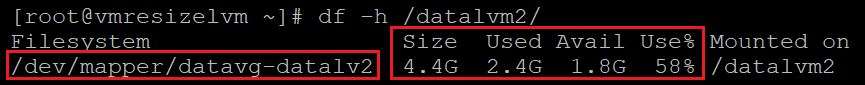 Captura de tela mostrando o código que verifica a utilização do sistema de arquivos. Os resultados estão realçados.