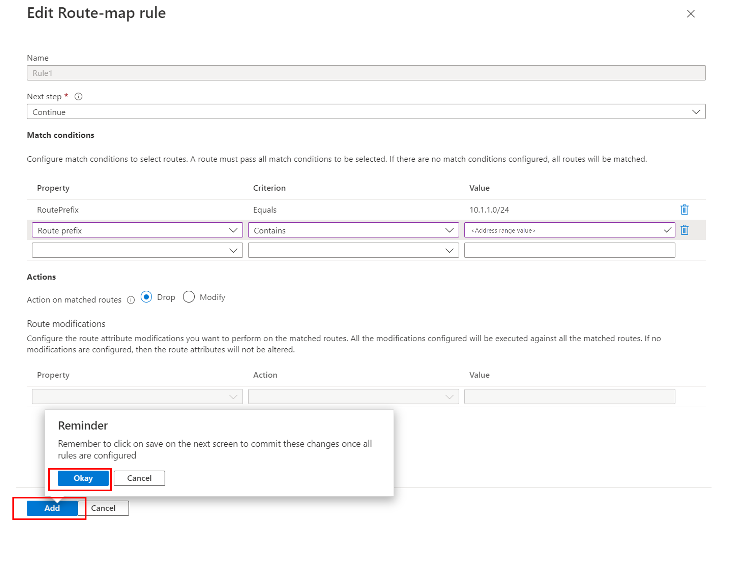 Screenshot shows how to select Add and Okay.