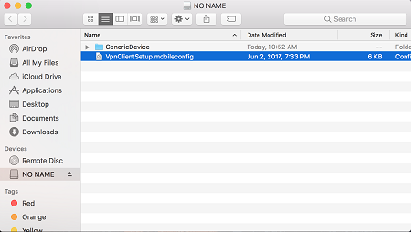 Screenshot shows location of the mobile config file.