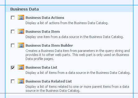 ae7c952c-1592-495f-9452-c1bffd44421c Options to create a business data Web Part