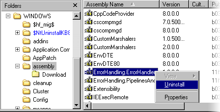 Delete an assembly from the GAC