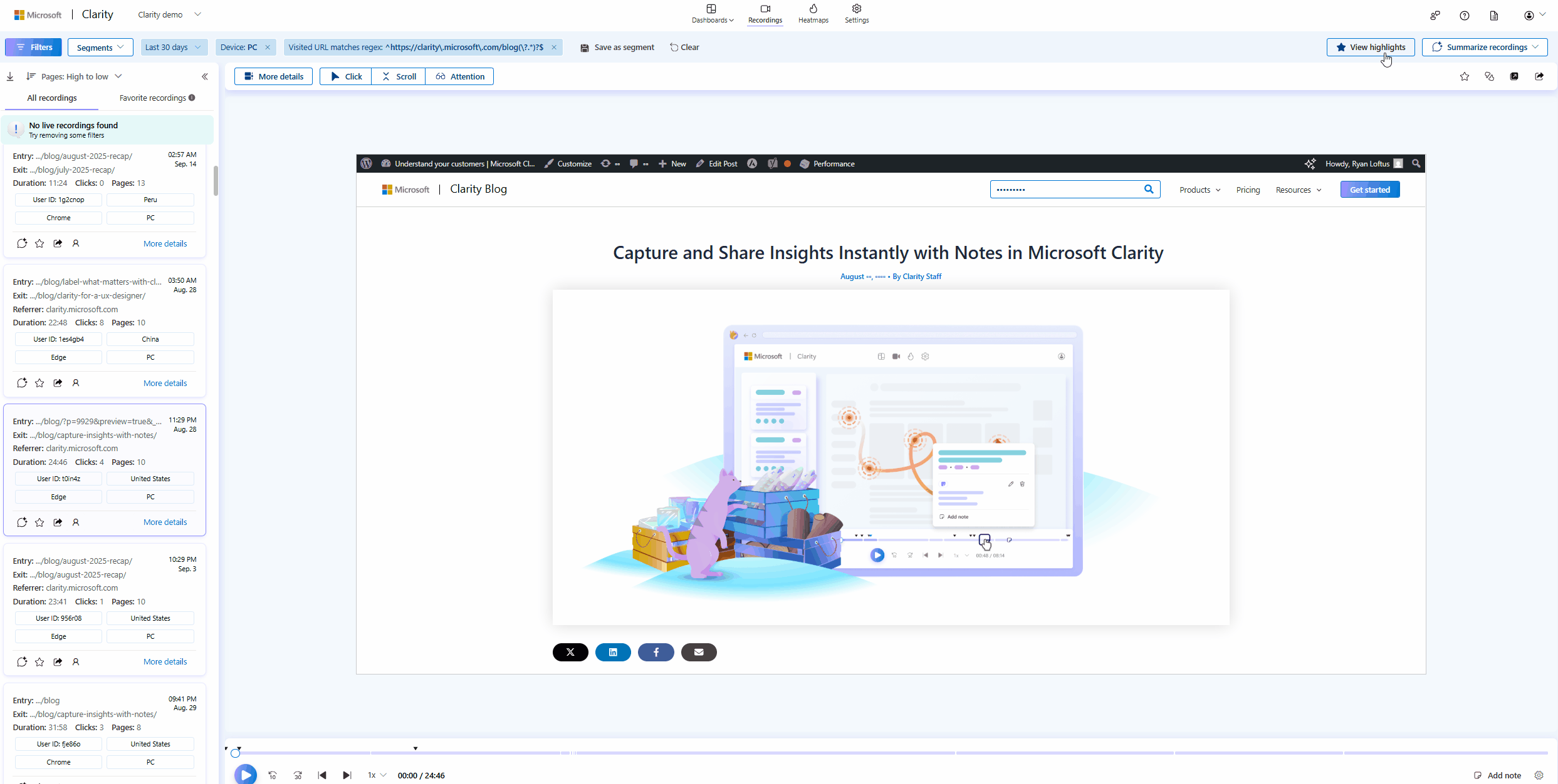 Highlights in autoplay.