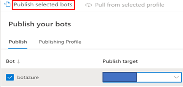Screenshot of the Publish your bots page.