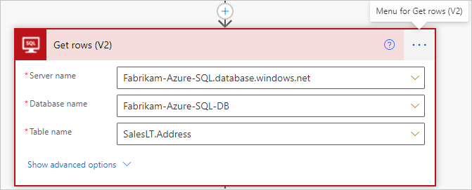 Menu Configurações do Cartão de Ação