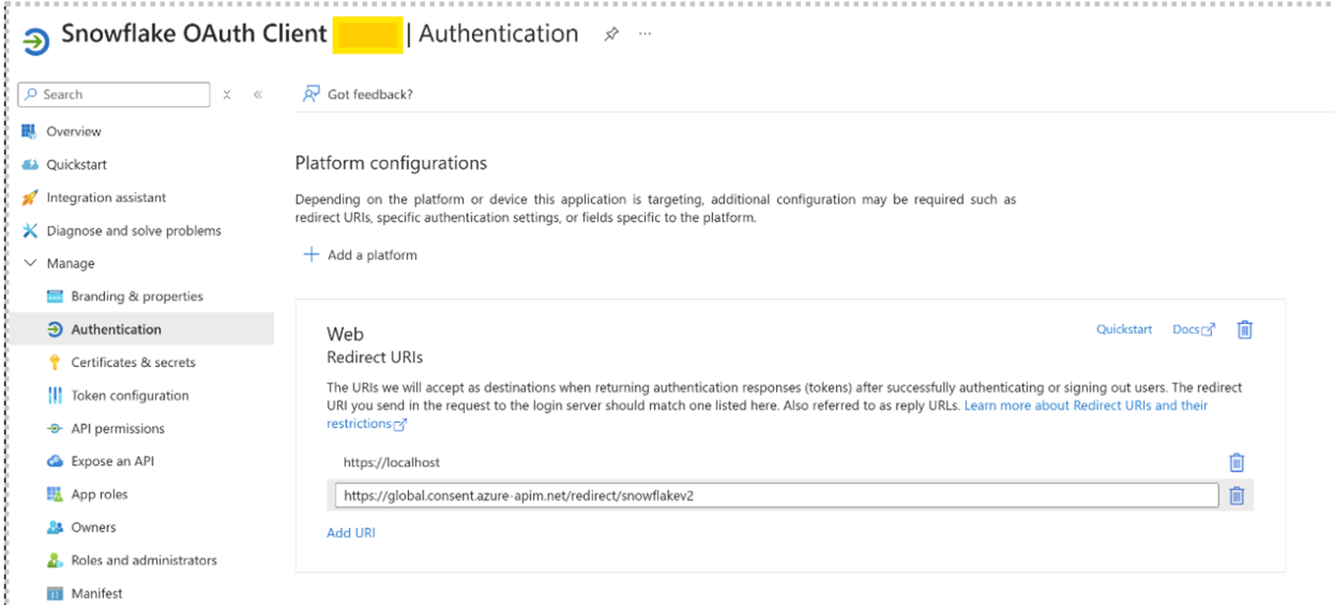 URI de redirecionamento