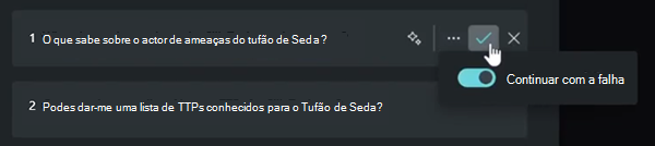 Captura de ecrã a mostrar a opção continuar a ativar/desativar.