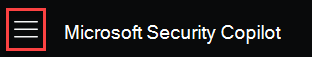 Captura de tela mostrando o menu inicial do Copilot para Segurança com o ícone de hambúrguer.
