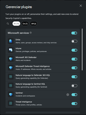 Captura de ecrã a mostrar a opção Ativar ou desativar os botões para plug-ins.