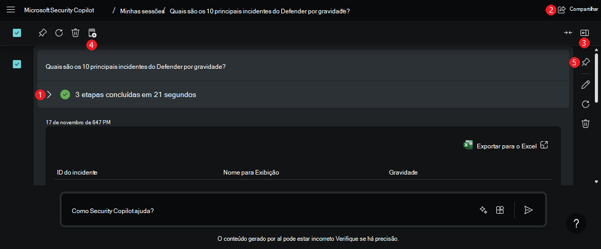 Captura de tela mostrando prompt ativo com locais de menu de compartilhamento e exibição lateral.