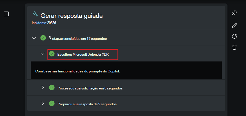 Captura de tela mostrando as etapas do log do processo destacando a escolha do plug-in.