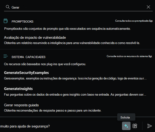 Captura de tela mostrando a lista filtrada de recursos do sistema para o plug-in Microsoft Defender XDR.