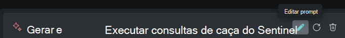 Captura de tela mostrando opções de prompt para editar, executar novamente e excluir.