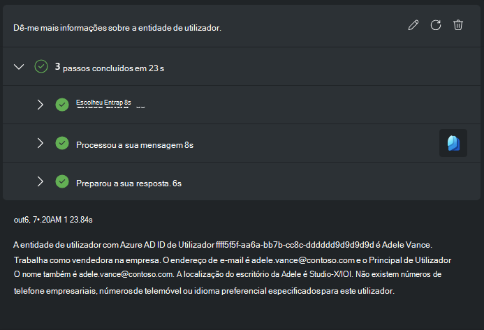 Captura de tela de informações detalhadas do usuário.