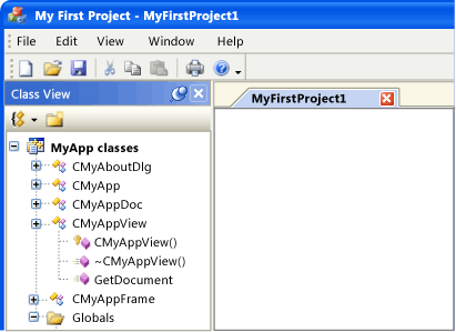 MyApp como renderizado por CMFCVisualManagerWindows.
