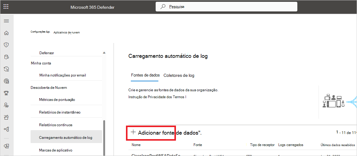 Adicione uma fonte de dados.