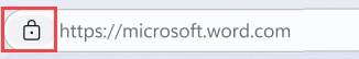 Captura de tela de um ícone de cadeado extra na barra de endereços do navegador.