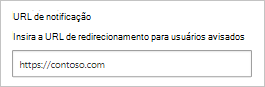 Captura de tela que mostra como configurar a URL de notificação.