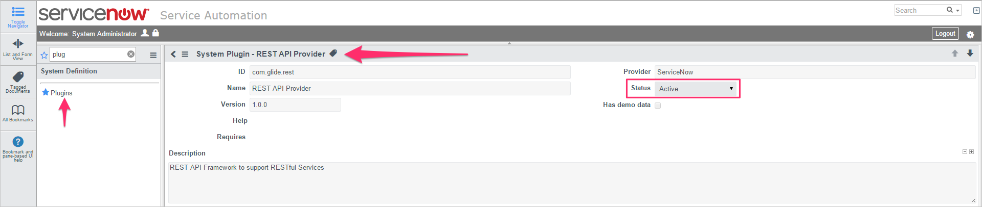 Conta do ServiceNow.