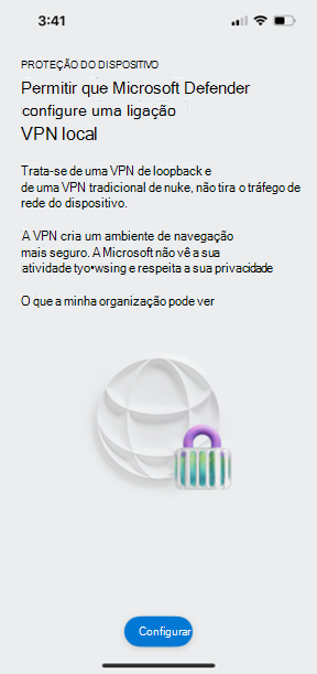 Captura de ecrã a mostrar o Microsoft Defender para Ponto de Extremidade configuração do iOS móvel após a nova atualização.