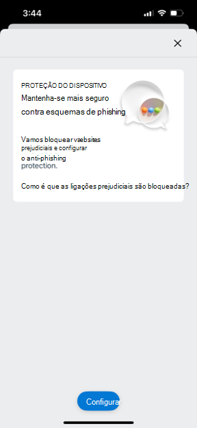 Captura de ecrã a mostrar a Microsoft Defender para Ponto de Extremidade ecrã de reativação do iOS móvel.