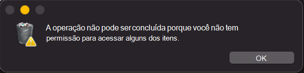 Captura de tela da mensagem de operação bloqueada.