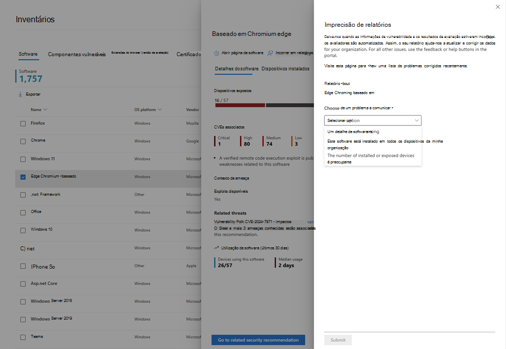 Imprecisão de relatórios