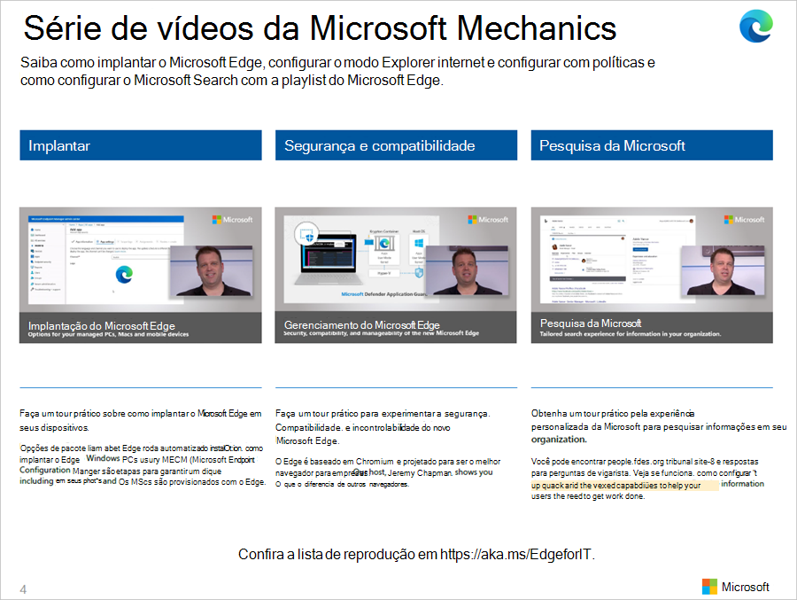 Exemplos da série de vídeos do Microsoft Mechanics