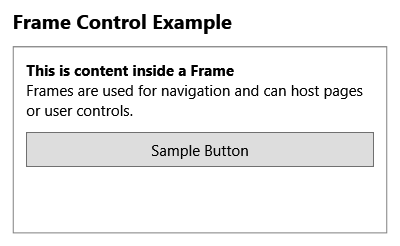 Captura de tela do controle Frame com conteúdo interno.