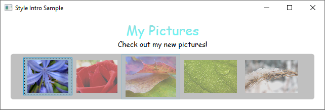 Captura de tela de amostra de estilo